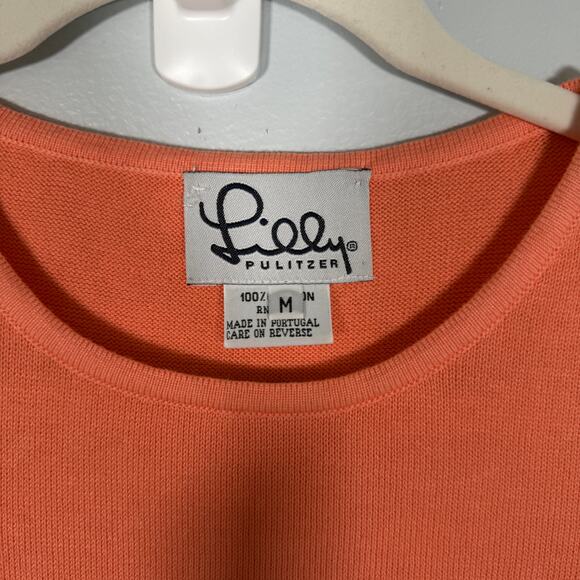 Lilly Pulitzer Knit Tank Top M Orange Sleeveless 100% Cotton Portugal Resort - Picture 4 of 5